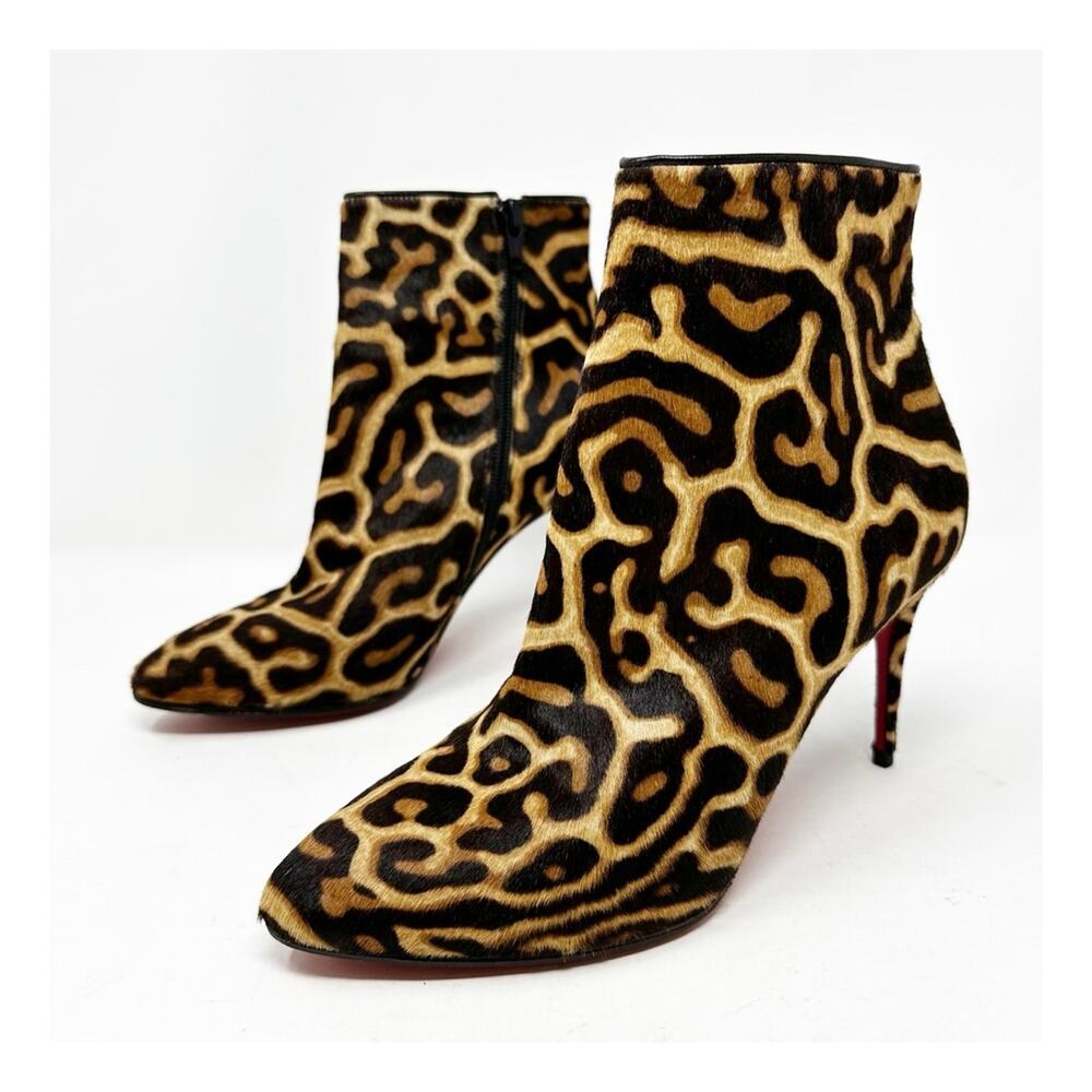 Christian Louboutin Eloise Leopard Pony Hair Ankle Boots Womens Size EU 37
